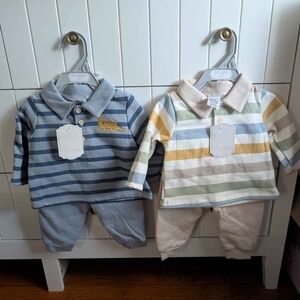 Striped Kids Matching Set - Blue and Multicolor